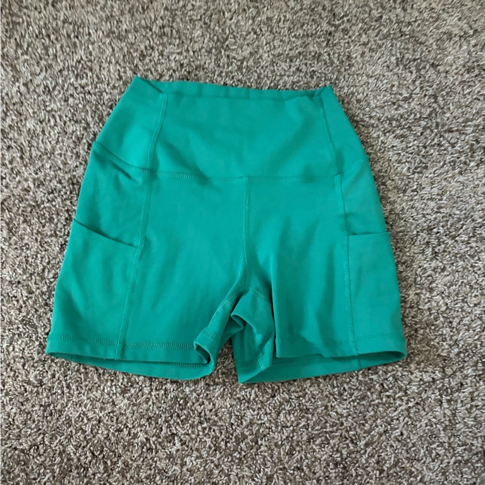 Five Dancewear High Waisted Green Pocket Biker Short